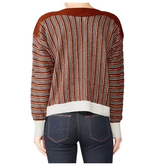 SITA MURT Sweater Womens 38 US 6 Brown Mixed Stripe Pullover Cotton Wool Blend - Picture 2 of 13